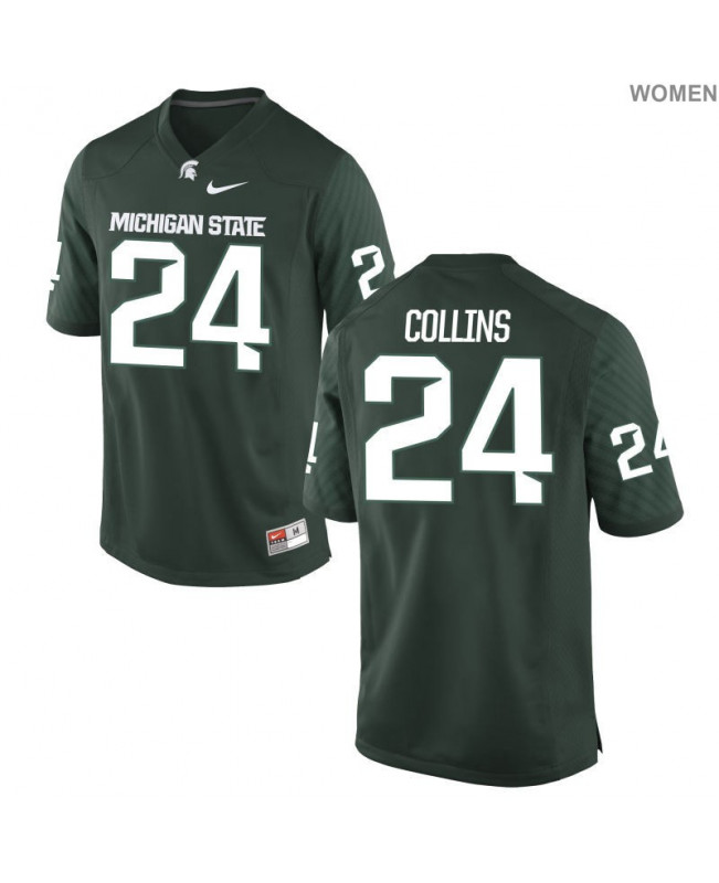 Women's Michigan State Spartans #24 Elijah Collins NCAA Nike Authentic Green College Stitched Football Jersey HI41L08TF